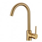 Round Brushed Yellow Gold Standard Kitchen Sink Mixer